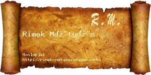 Rimek Mátyás névjegykártya